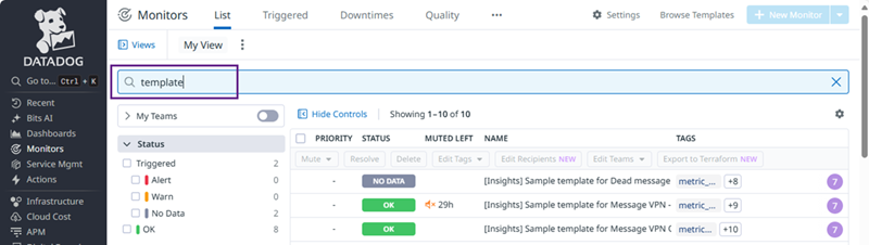 Image displaying an example of the sample template monitor