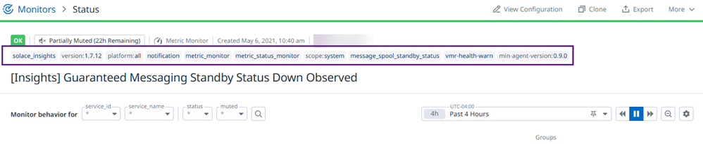 Image displaying the location of TAGS for a selected monitor