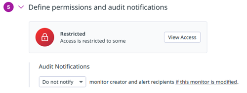 Image displaying an example of how a locked monitor appears in the Define permission and audit notifications section