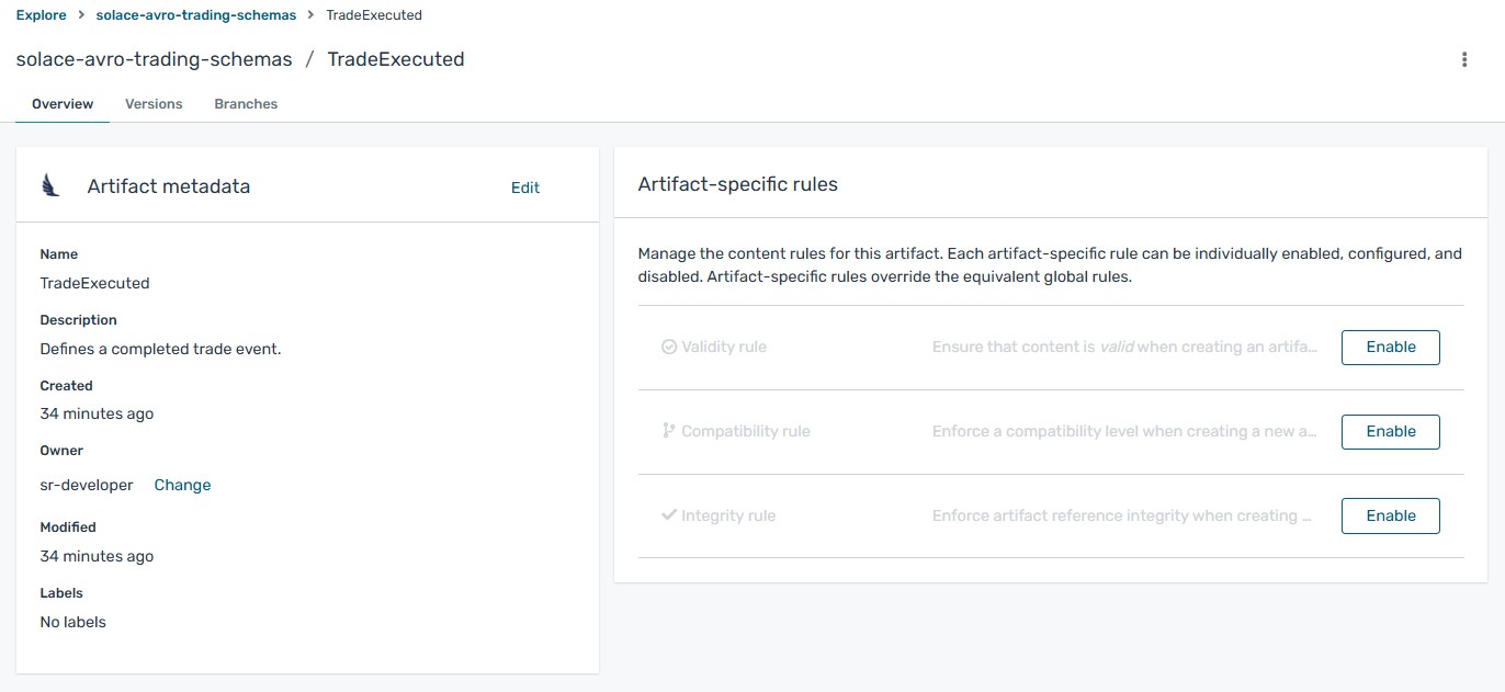 Artifact details in Registry web console